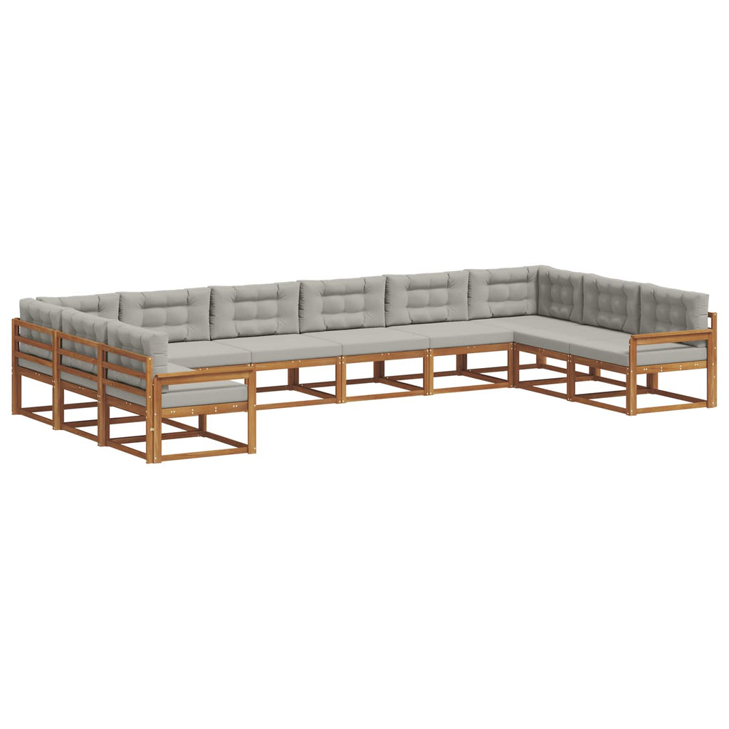 Outdoor-Sofagarnitur mit Kissen 10 pcs Natürlich und Hellgrau
