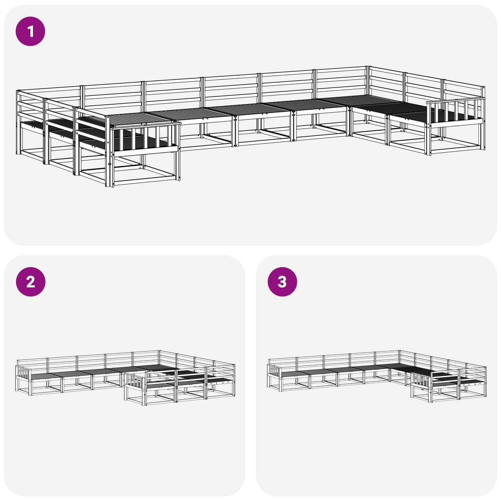 Outdoor-Sofagarnitur 10 pcs Natur Massivholz Akazie