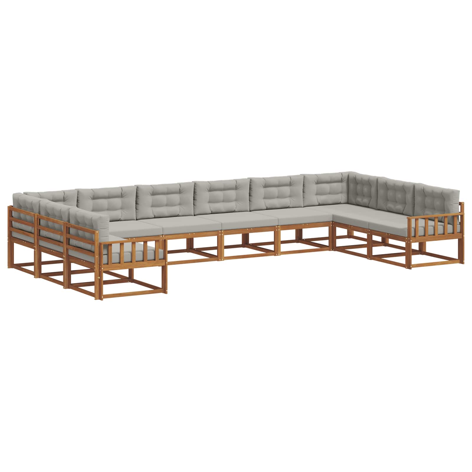 Outdoor-Sofagarnitur mit Kissen 10 pcs Natürlich und Hellgrau
