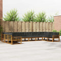 Outdoor-Sofagarnitur mit Kissen 10 pcs Natur und Anthrazit