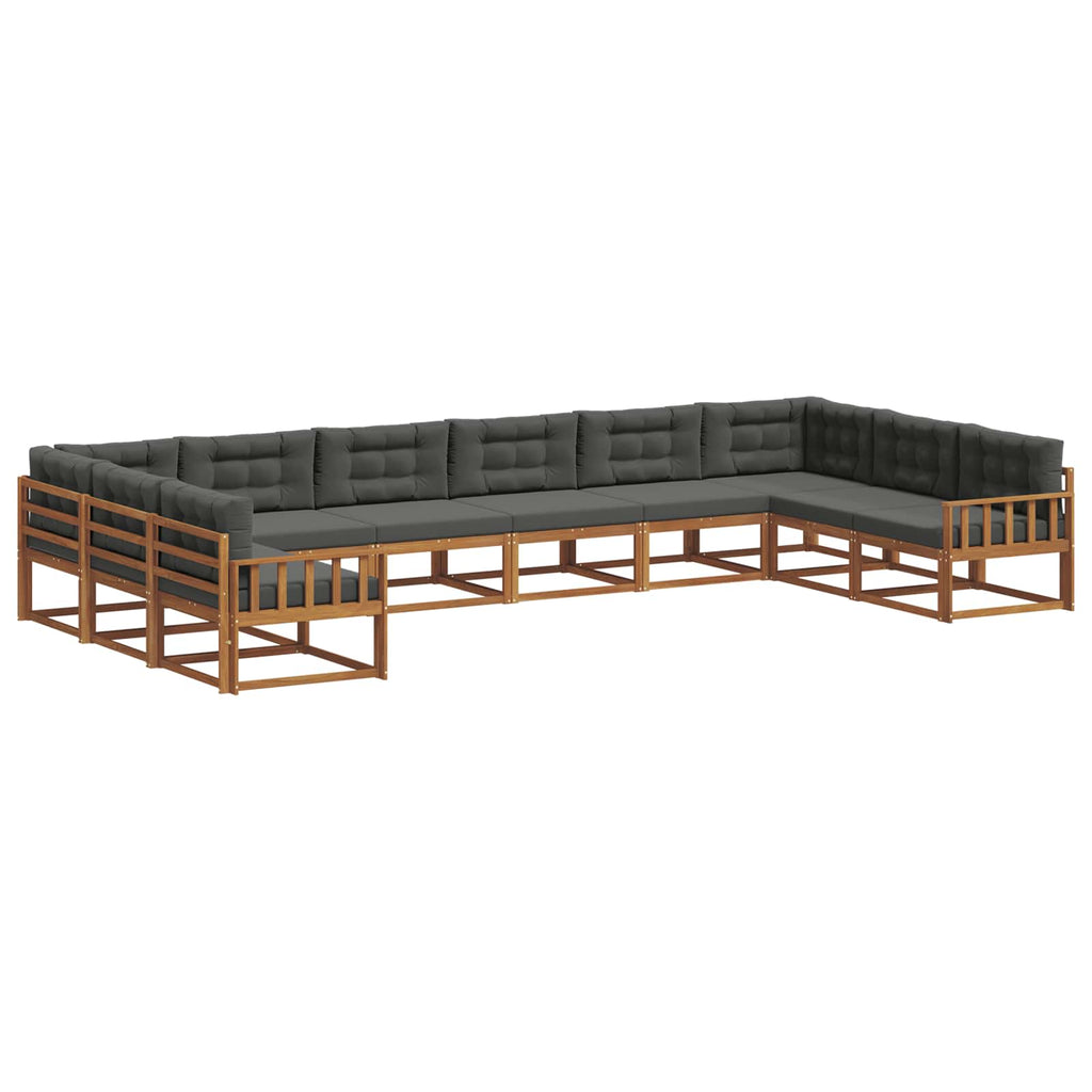 Outdoor-Sofagarnitur mit Kissen 10 pcs Natur und Anthrazit