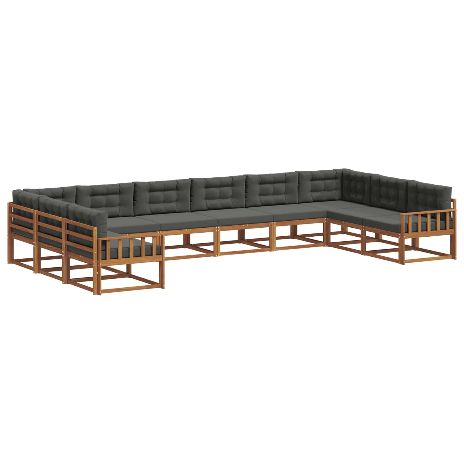 Outdoor-Sofagarnitur mit Kissen 10 pcs Natur und Anthrazit