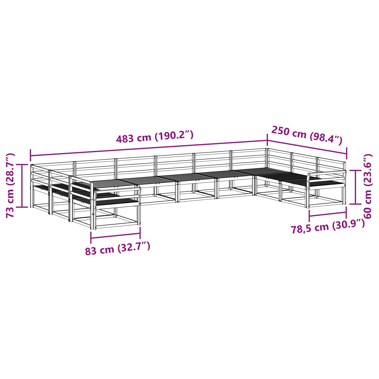 Outdoor-Sofagarnitur 10 pcs Natur Massivholz Akazie