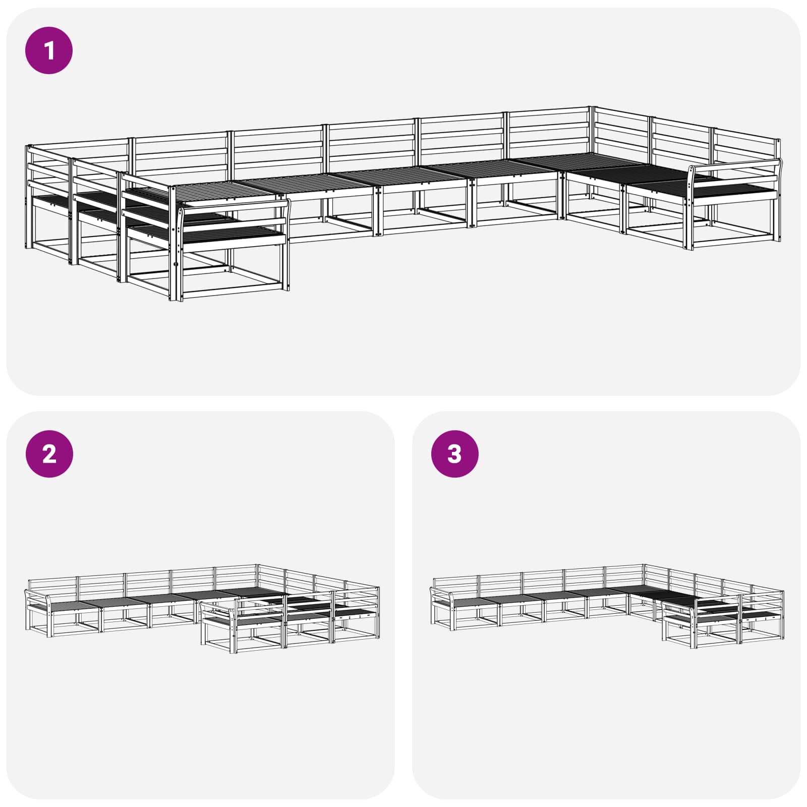 Outdoor-Sofagarnitur 10 pcs Natur Massivholz Akazie