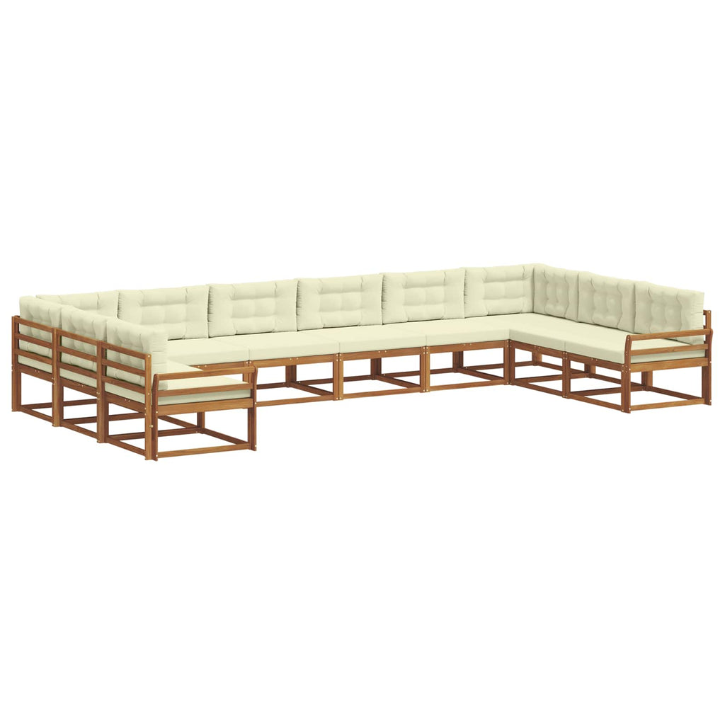 Outdoor-Sofagarnitur mit Kissen 10 pcs Natur und Creme