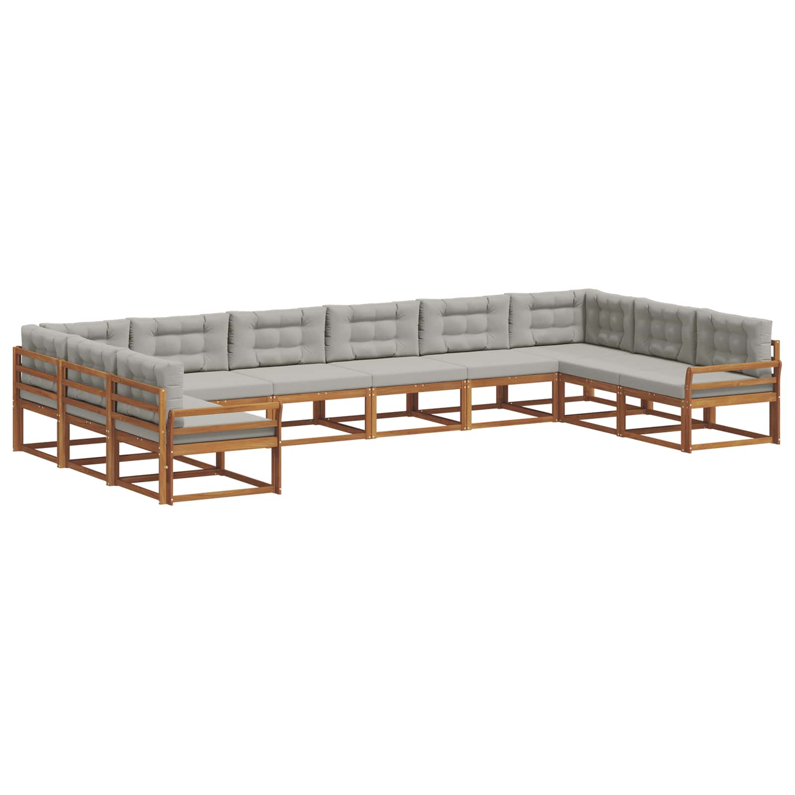 Outdoor-Sofagarnitur mit Kissen 10 pcs Natürlich und Hellgrau