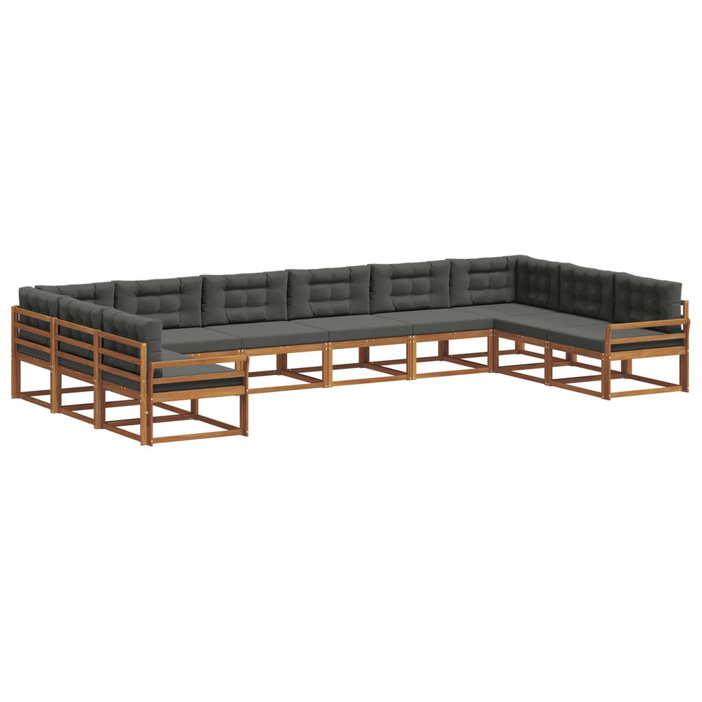 Outdoor-Sofagarnitur mit Kissen 10 pcs Natur und Anthrazit
