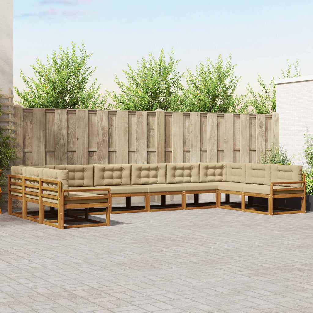 Outdoor-Sofagarnitur mit Kissen 10 pcs Natur und Beige
