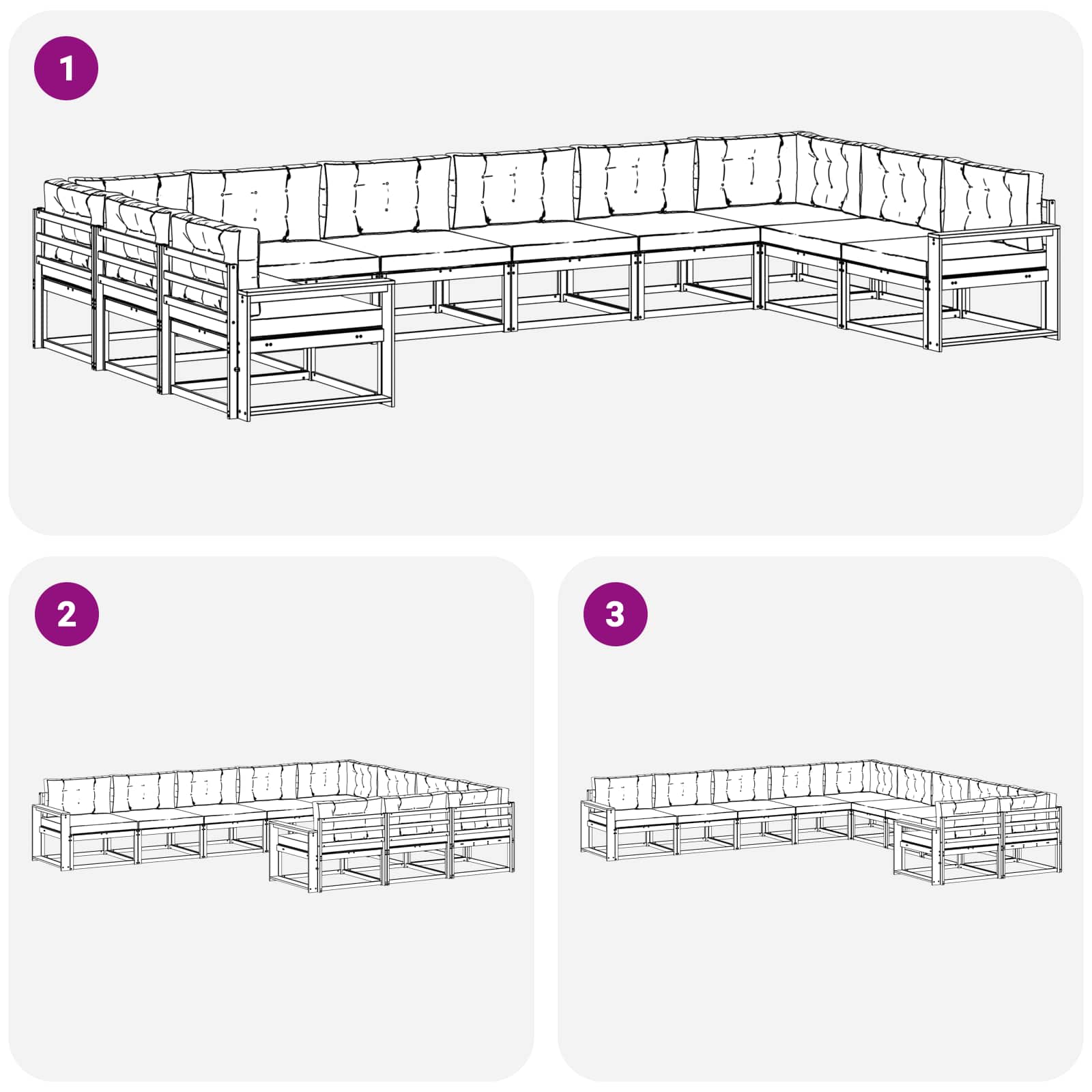 Outdoor-Sofagarnitur mit Kissen 10 pcs Natur und Creme