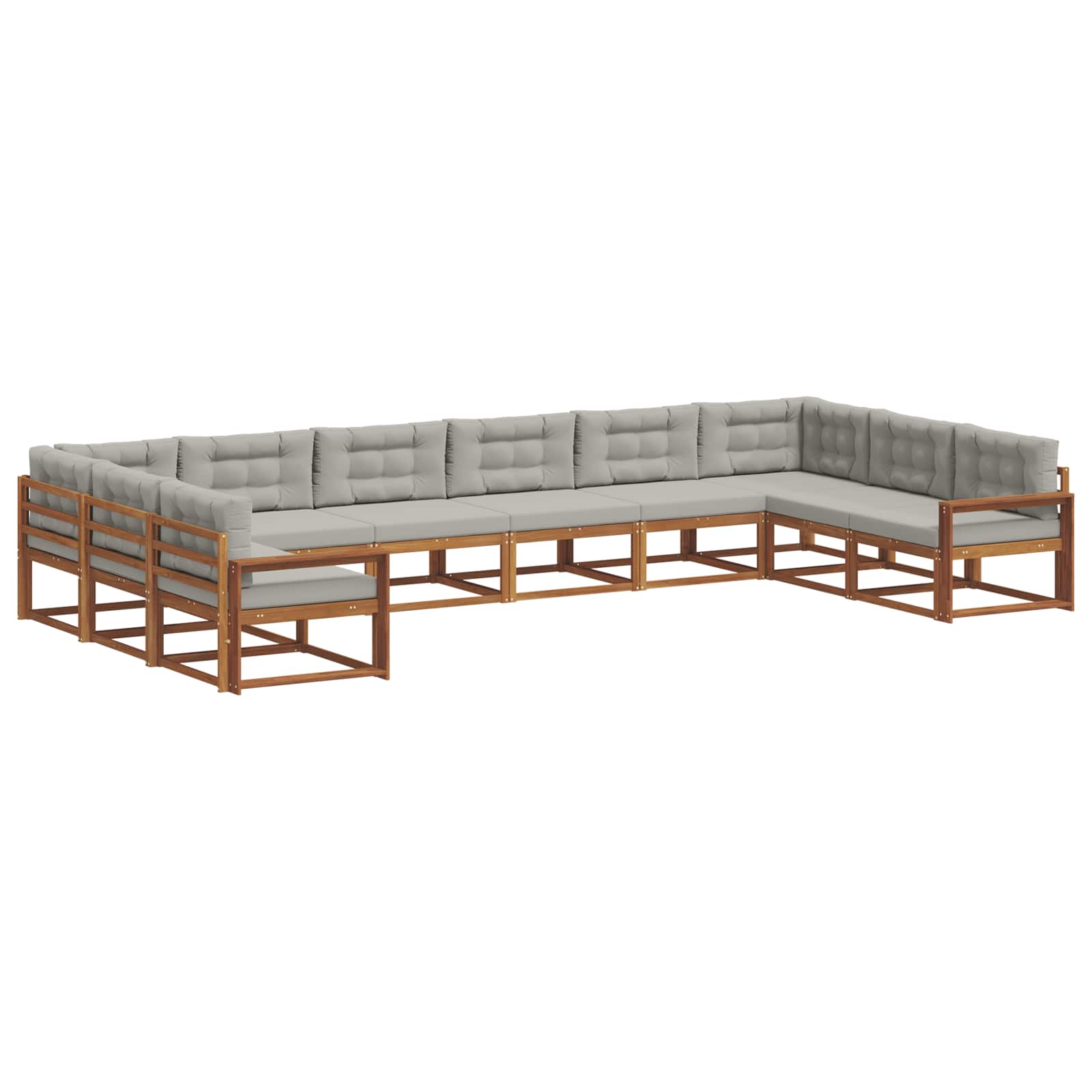 Outdoor-Sofagarnitur mit Kissen 10 pcs Natürlich und Hellgrau