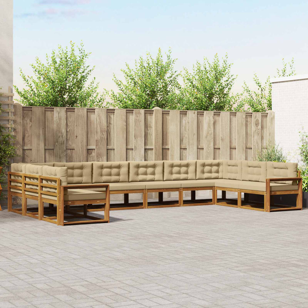 Outdoor-Sofagarnitur mit Kissen 10 pcs Natur und Beige