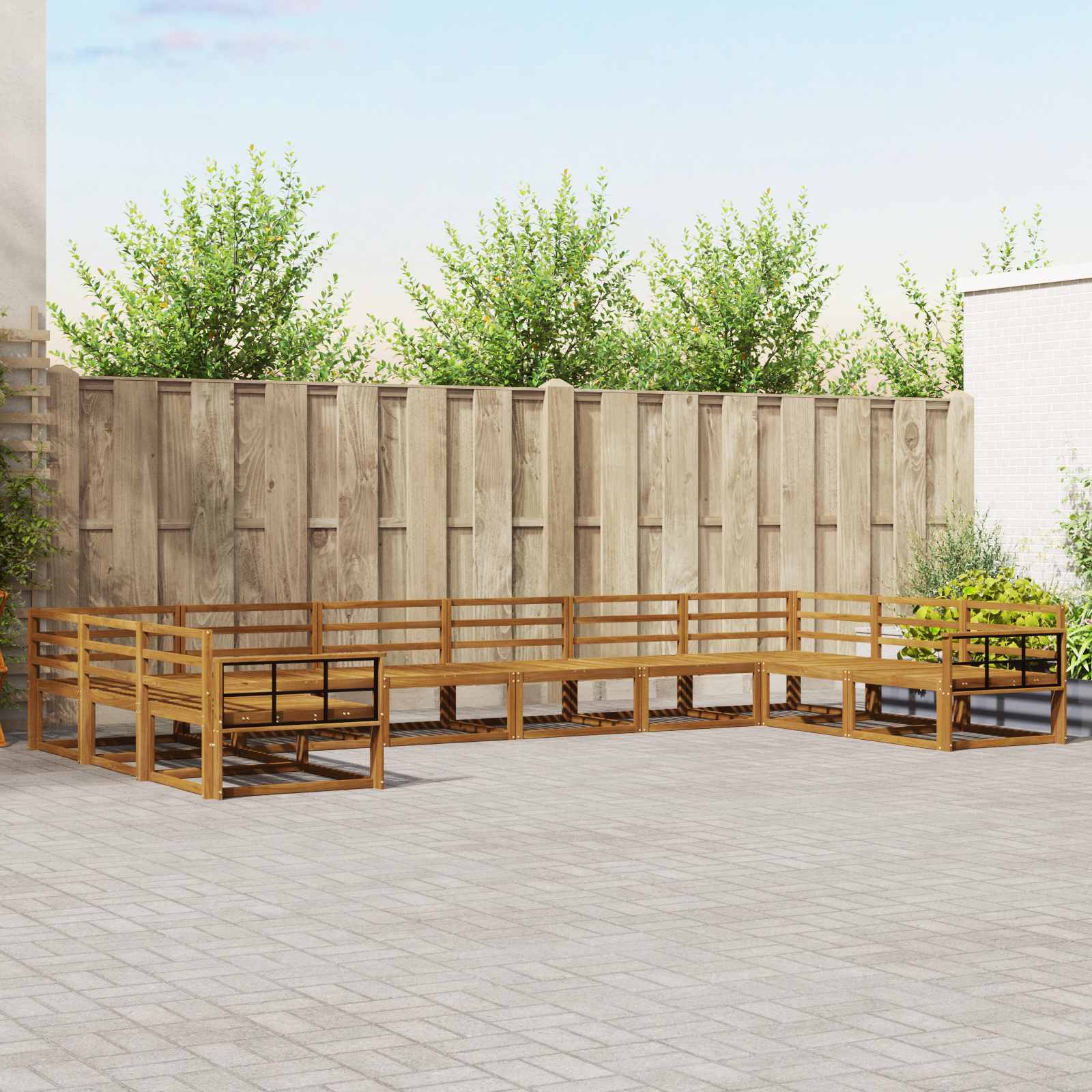 Outdoor-Sofagarnitur 10 pcs Natur Massivholz Akazie