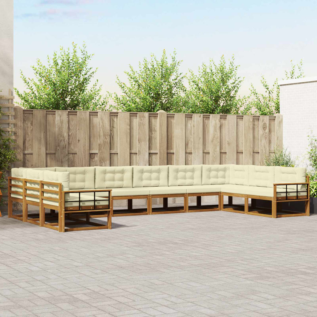 Outdoor-Sofagarnitur mit Kissen 10 pcs Natur und Creme