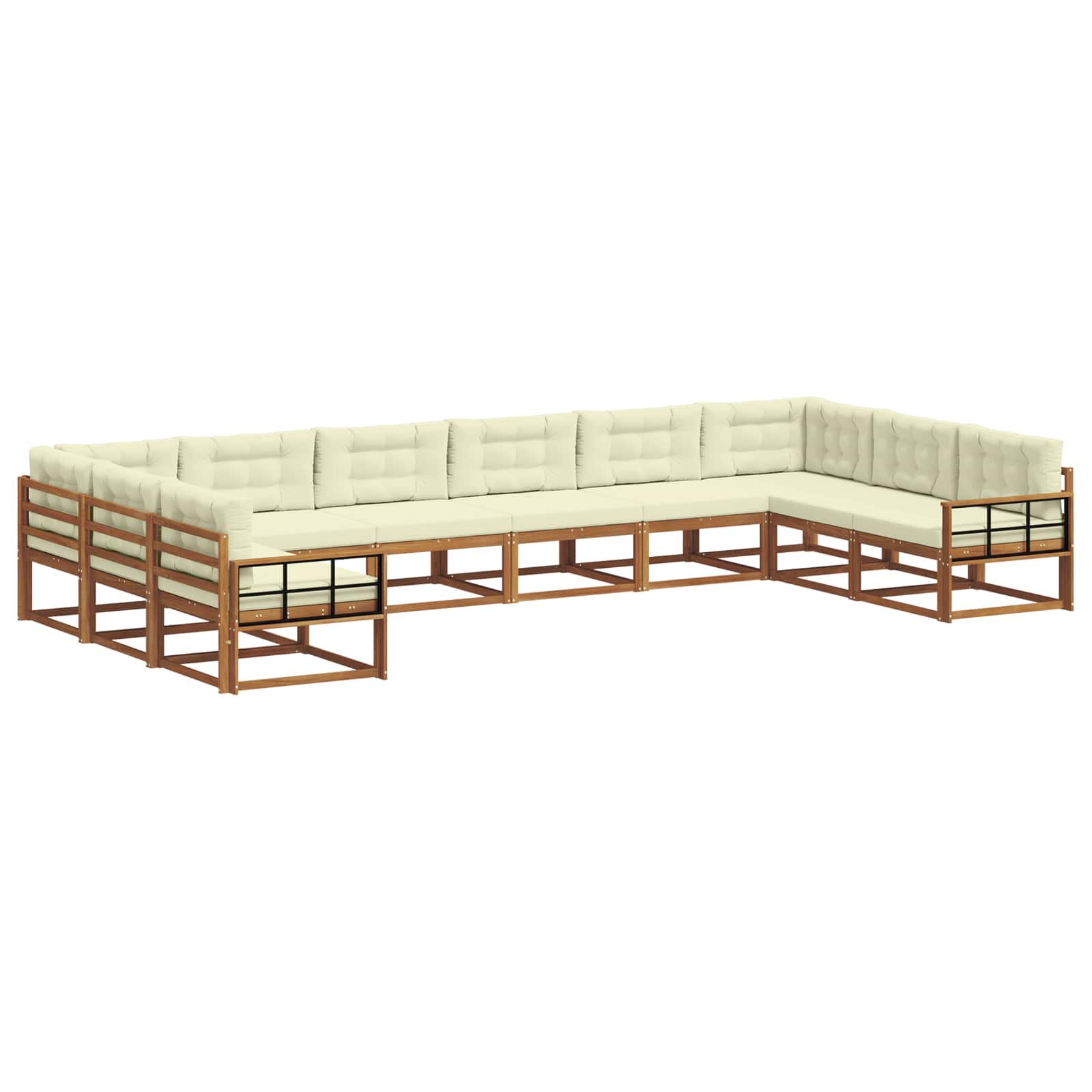 Outdoor-Sofagarnitur mit Kissen 10 pcs Natur und Creme