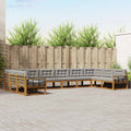 Outdoor-Sofagarnitur mit Kissen 10 pcs Natürlich und Hellgrau