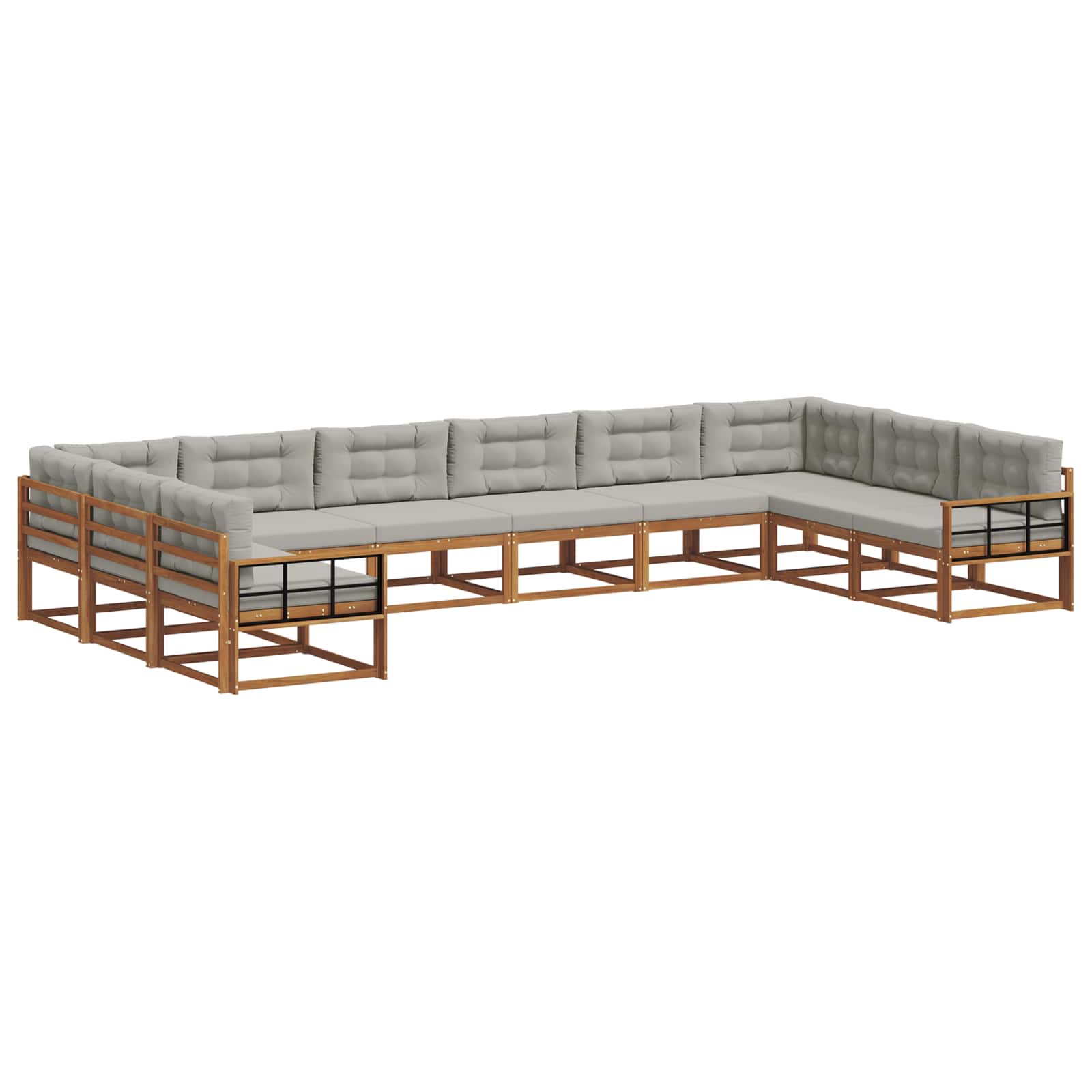 Outdoor-Sofagarnitur mit Kissen 10 pcs Natürlich und Hellgrau