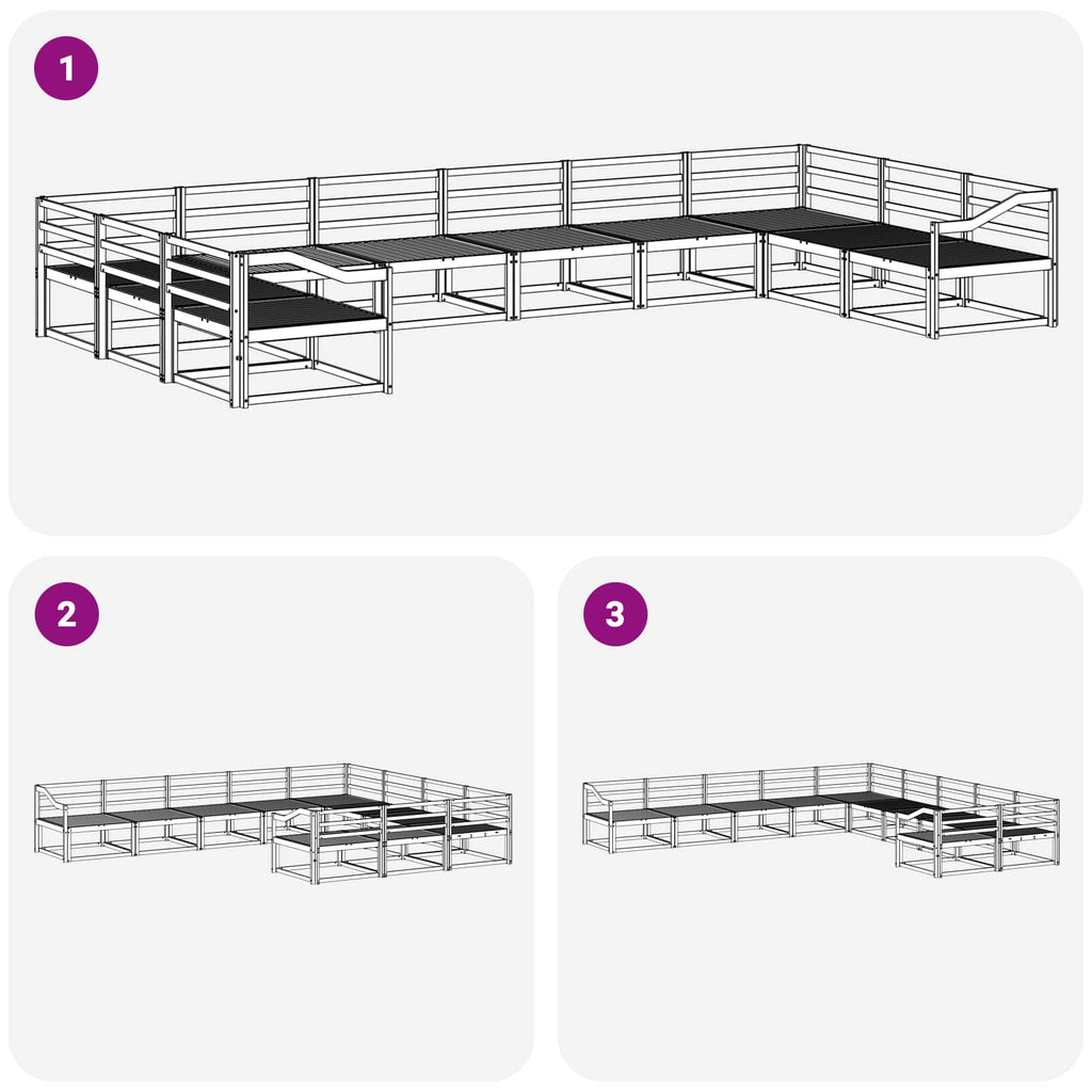Outdoor-Sofagarnitur 10 pcs Natur Massivholz Akazie