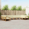 Outdoor-Sofagarnitur mit Kissen 10 pcs Natur und Creme