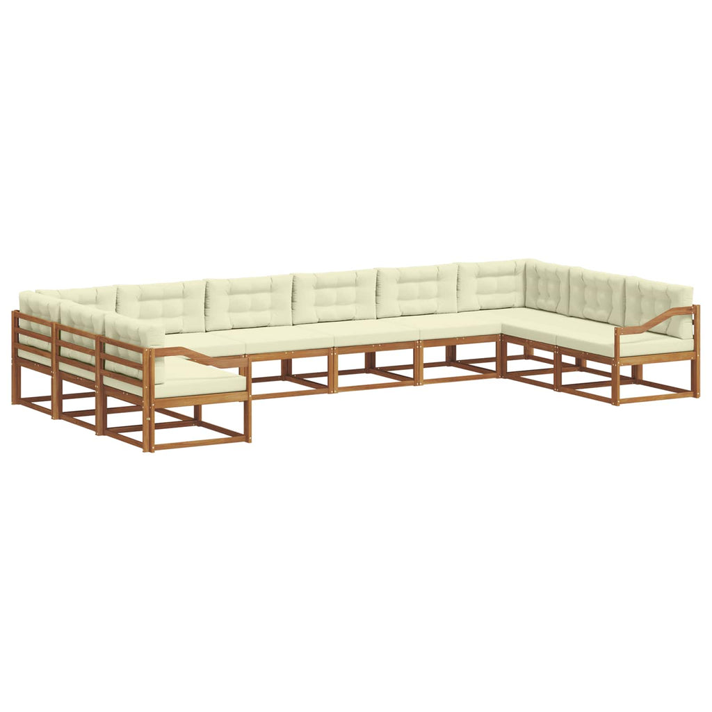 Outdoor-Sofagarnitur mit Kissen 10 pcs Natur und Creme
