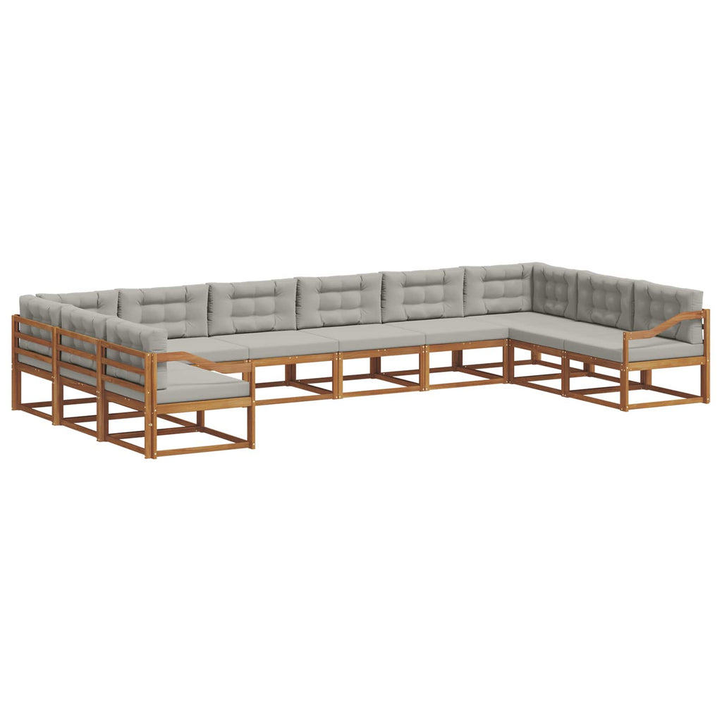 Outdoor-Sofagarnitur mit Kissen 10 pcs Natürlich und Hellgrau