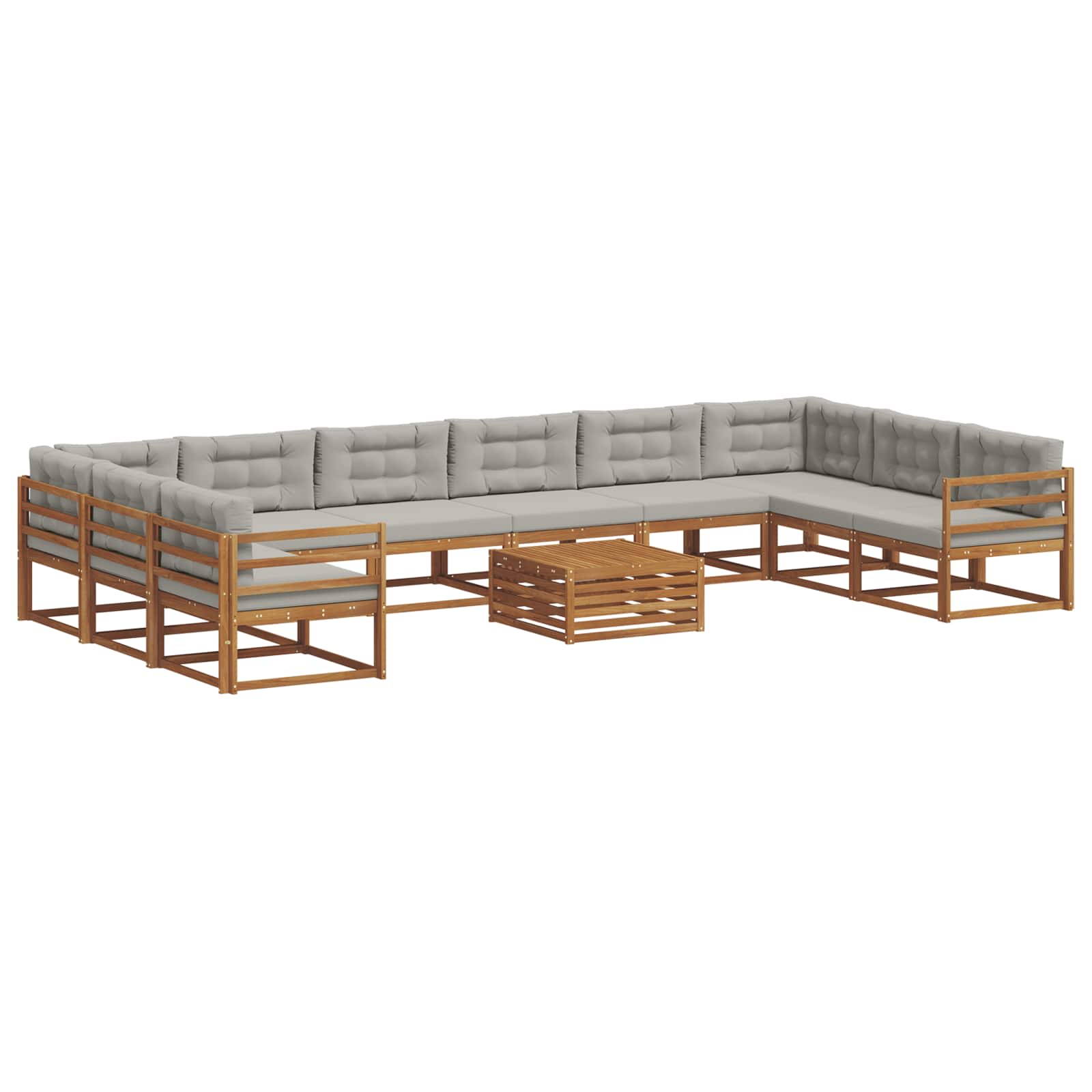 Outdoor-Sofagarnitur mit Kissen 11 pcs Natürlich und Hellgrau