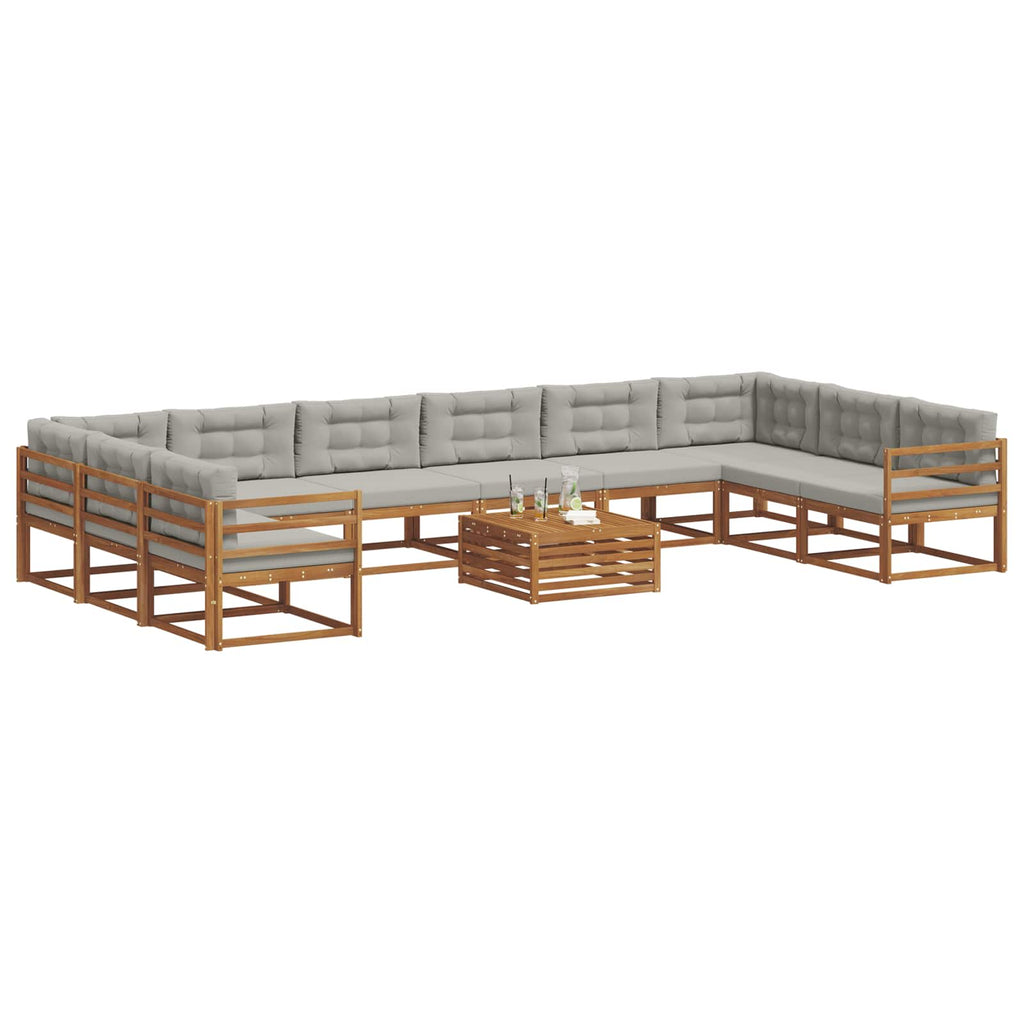 Outdoor-Sofagarnitur mit Kissen 11 pcs Natürlich und Hellgrau