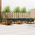 Outdoor-Sofagarnitur mit Kissen 11 pcs Natur und Anthrazit
