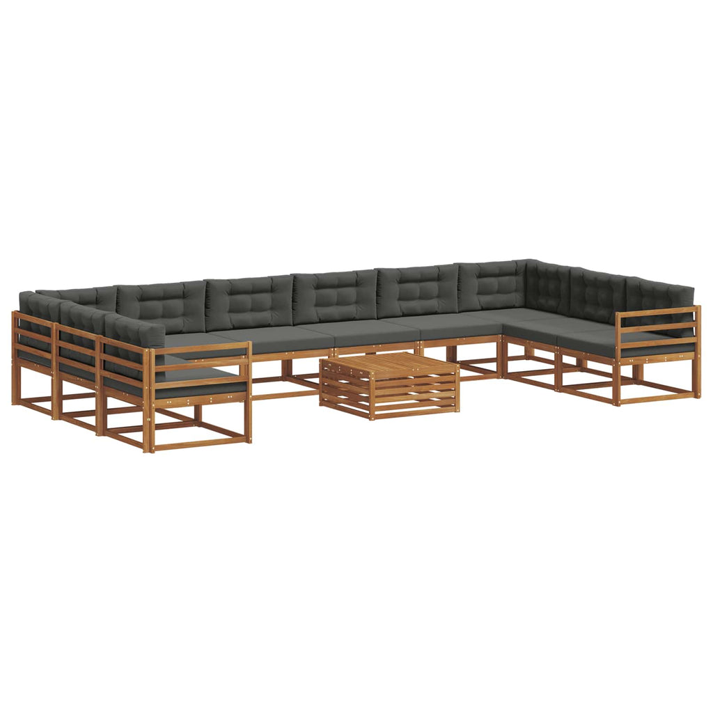 Outdoor-Sofagarnitur mit Kissen 11 pcs Natur und Anthrazit