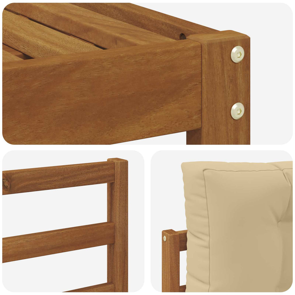 Outdoor-Sofagarnitur mit Kissen 11 pcs Natur und Beige