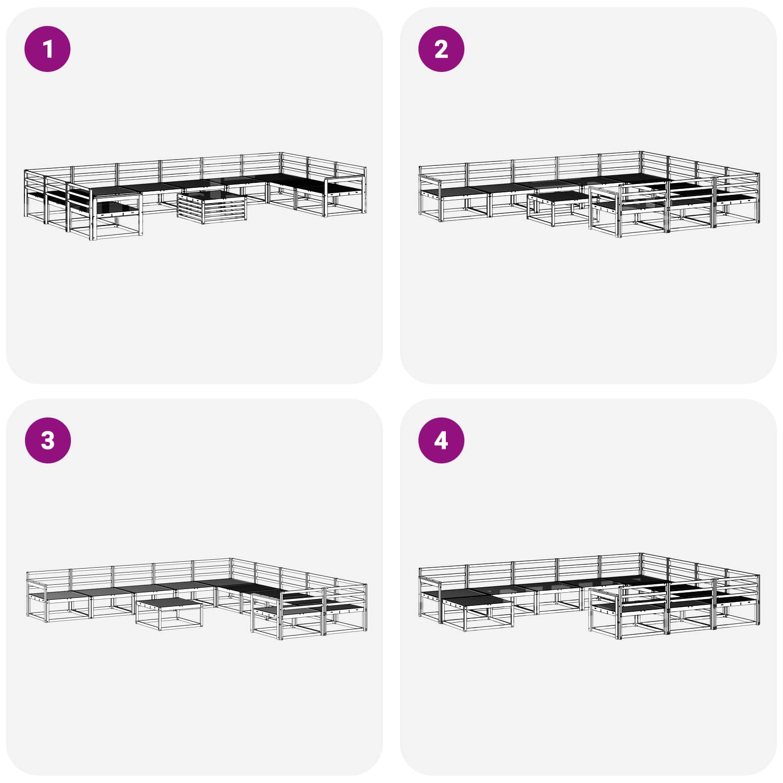 Outdoor-Sofagarnitur 11 pcs Natur Massivholz Akazie