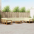 Outdoor-Sofagarnitur mit Kissen 11 pcs Natur und Creme