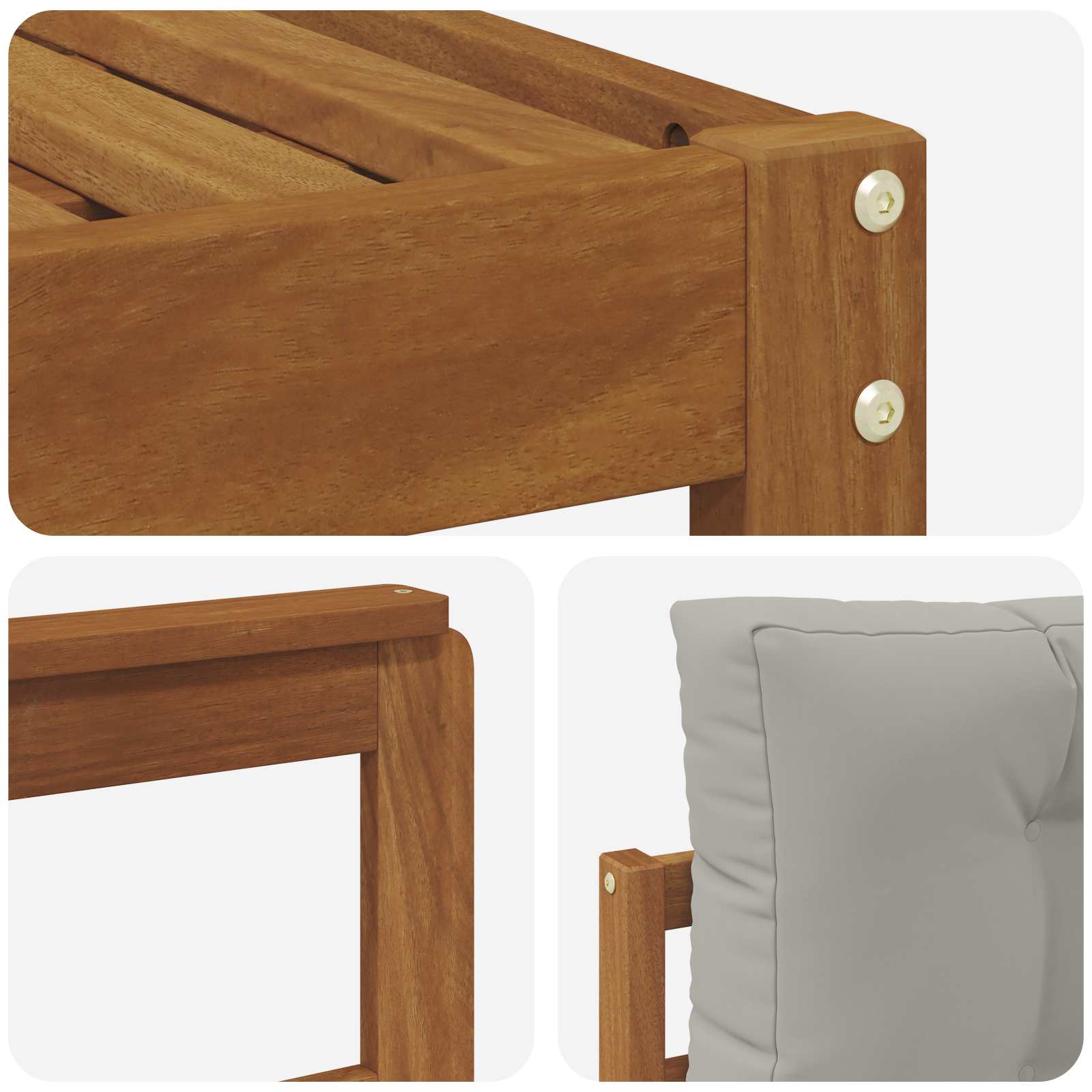 Outdoor-Sofagarnitur mit Kissen 11 pcs Natürlich und Hellgrau