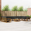 Outdoor-Sofagarnitur mit Kissen 11 pcs Natur und Anthrazit
