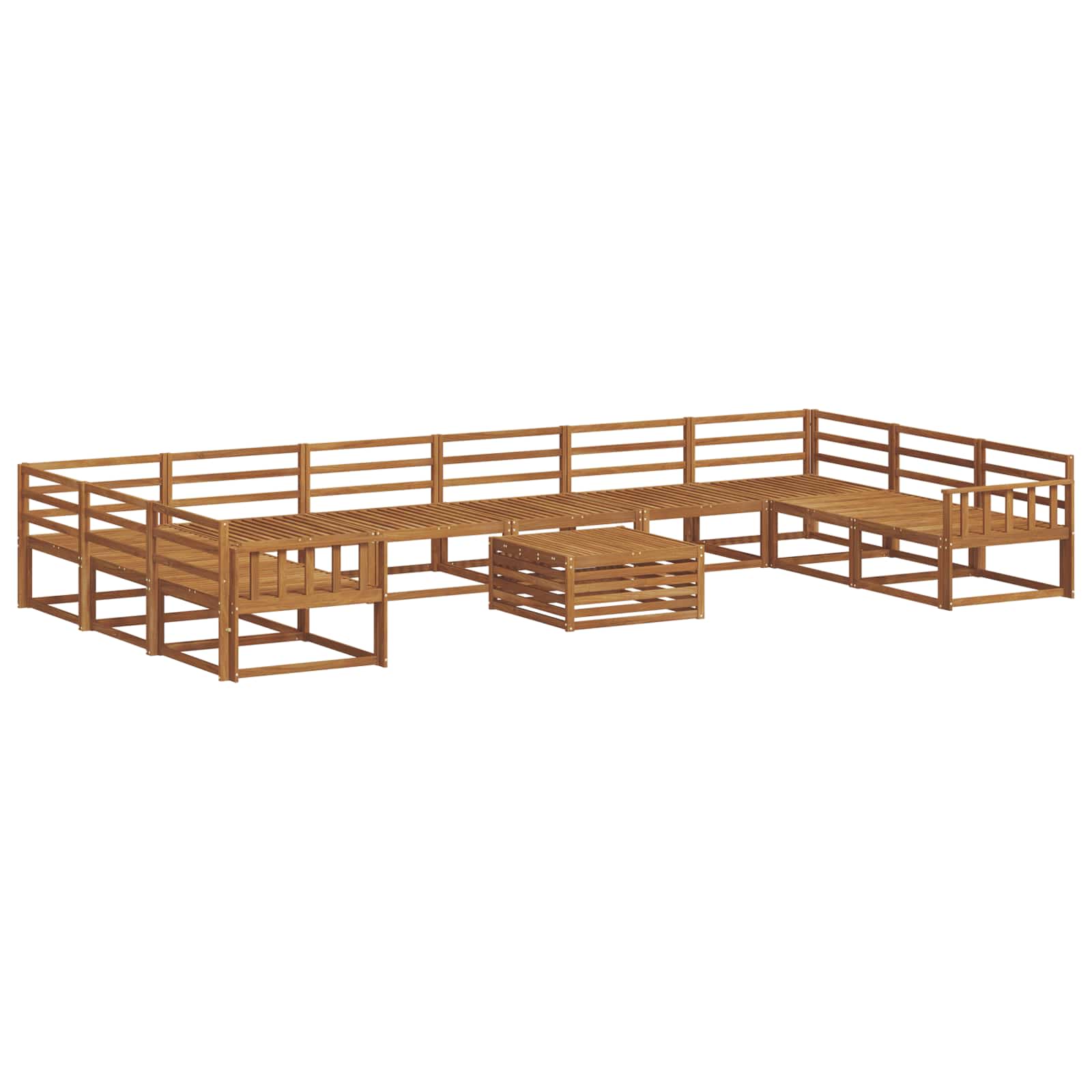 Outdoor-Sofagarnitur 11 pcs Natur Massivholz Akazie