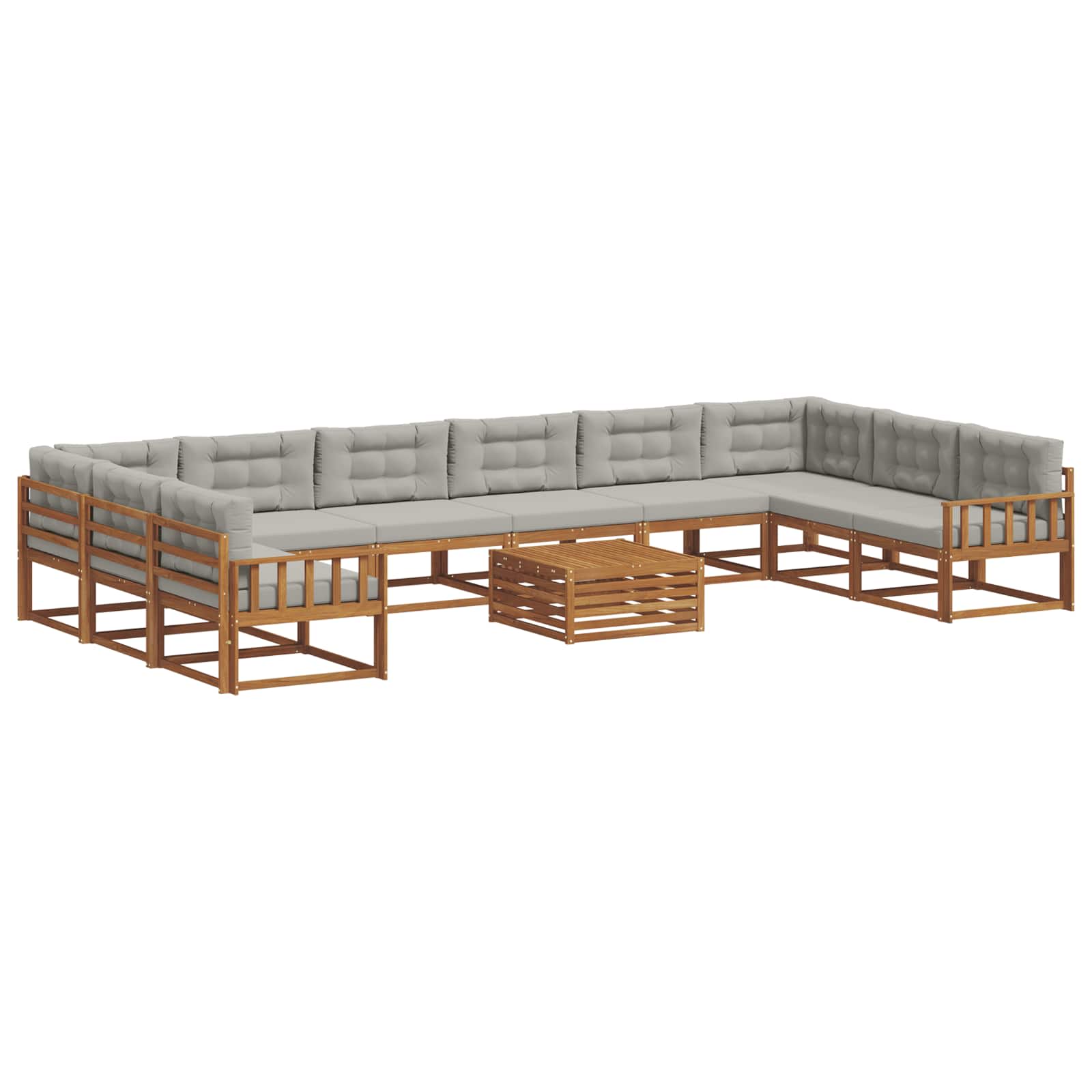 Outdoor-Sofagarnitur mit Kissen 11 pcs Natürlich und Hellgrau
