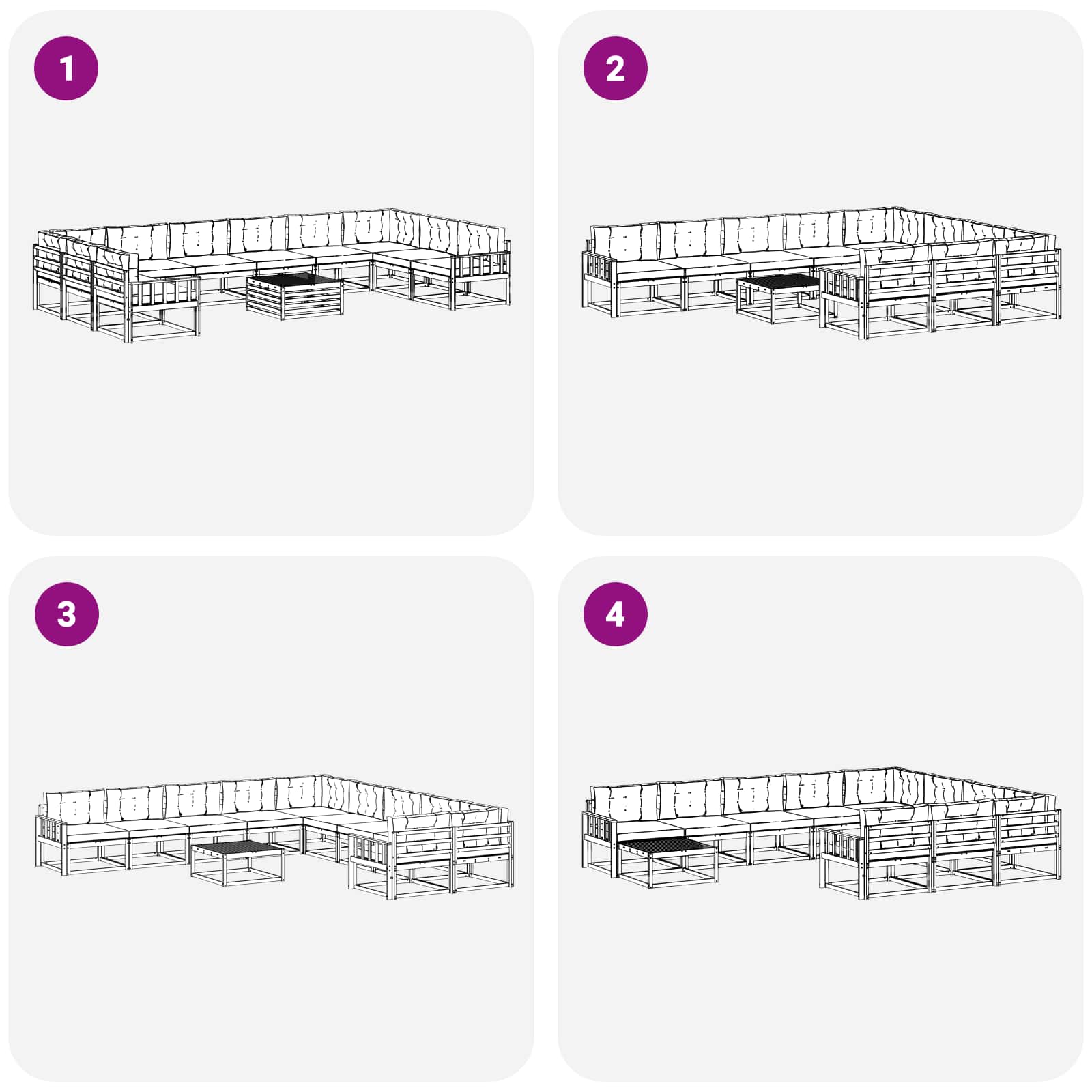 Outdoor-Sofagarnitur mit Kissen 11 pcs Natürlich und Hellgrau