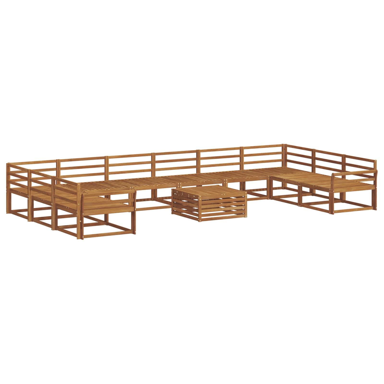 Outdoor-Sofagarnitur 11 pcs Natur Massivholz Akazie