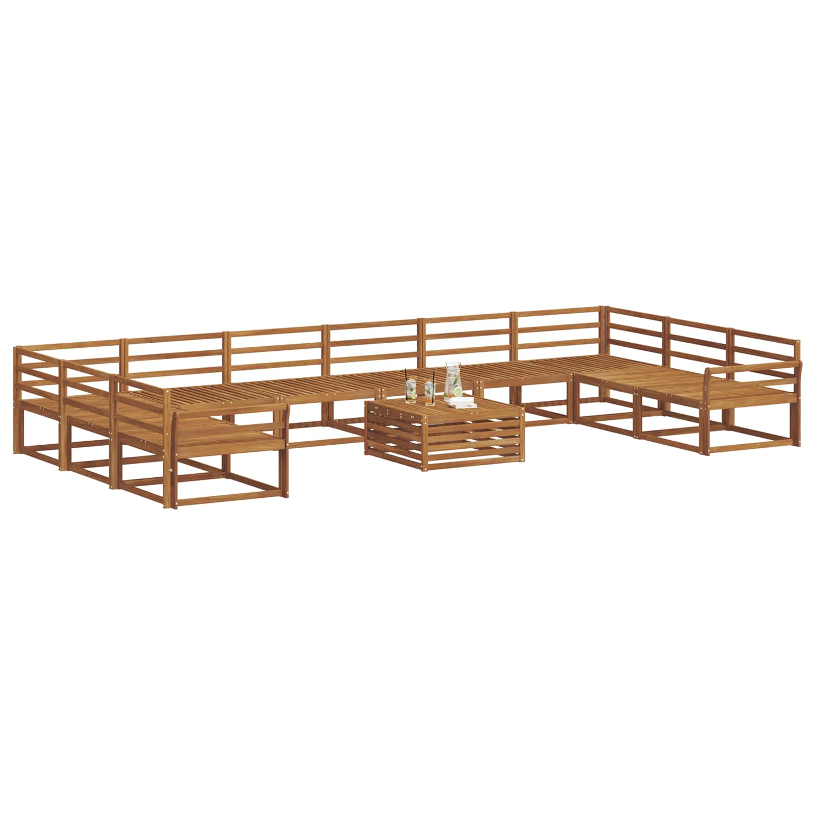 Outdoor-Sofagarnitur 11 pcs Natur Massivholz Akazie