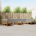 Outdoor-Sofagarnitur mit Kissen 11 pcs Natürlich und Hellgrau