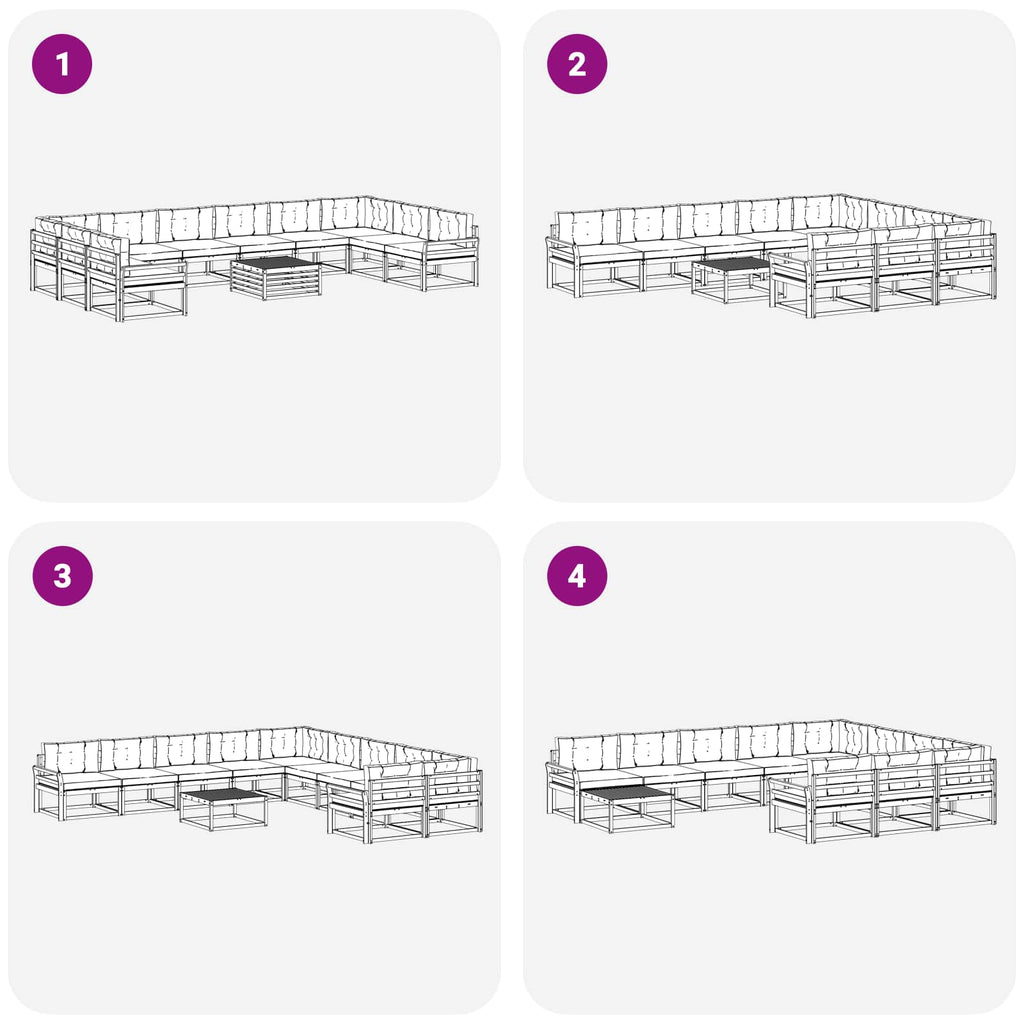 Outdoor-Sofagarnitur mit Kissen 11 pcs Natur und Anthrazit