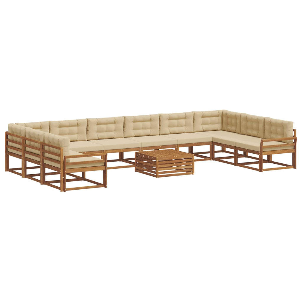Outdoor-Sofagarnitur mit Kissen 11 pcs Natur und Beige