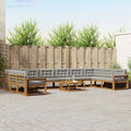 Outdoor-Sofagarnitur mit Kissen 11 pcs Natürlich und Hellgrau