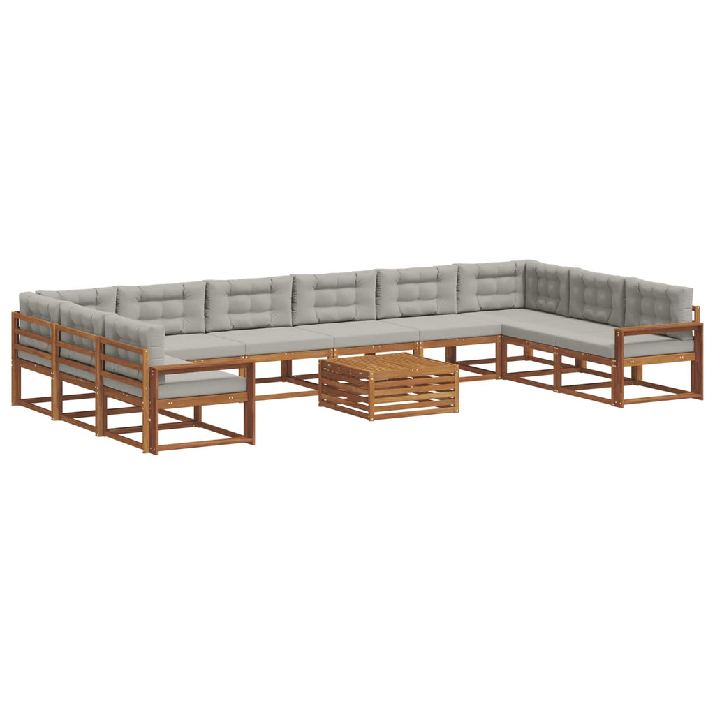 Outdoor-Sofagarnitur mit Kissen 11 pcs Natürlich und Hellgrau