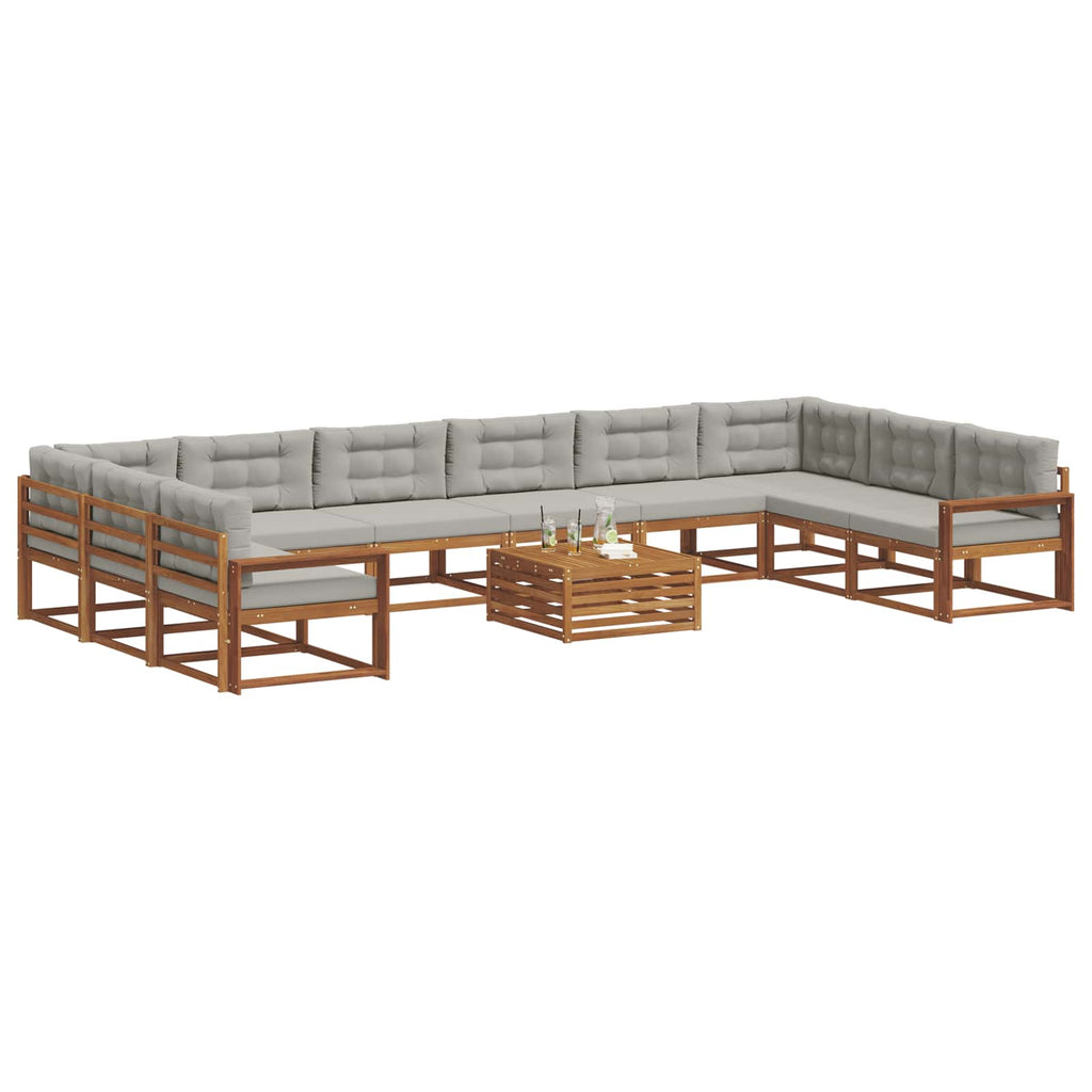 Outdoor-Sofagarnitur mit Kissen 11 pcs Natürlich und Hellgrau