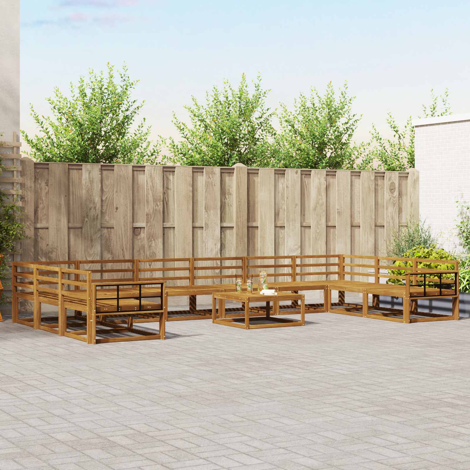 Outdoor-Sofagarnitur 11 pcs Natur Massivholz Akazie