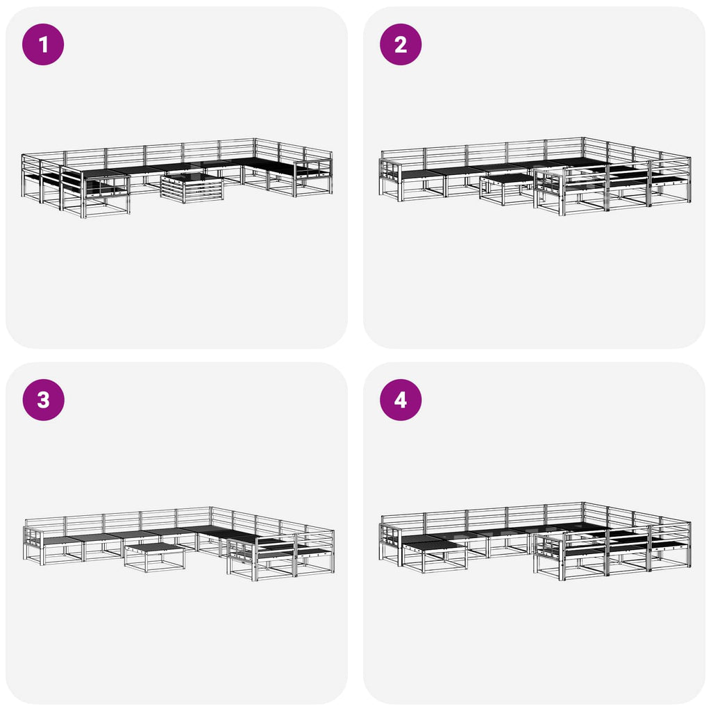 Outdoor-Sofagarnitur 11 pcs Natur Massivholz Akazie