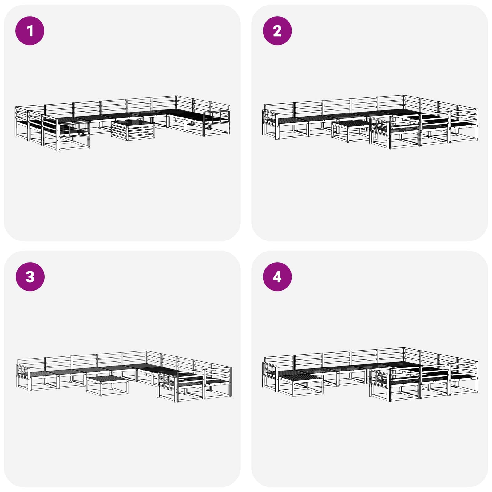 Outdoor-Sofagarnitur 11 pcs Natur Massivholz Akazie