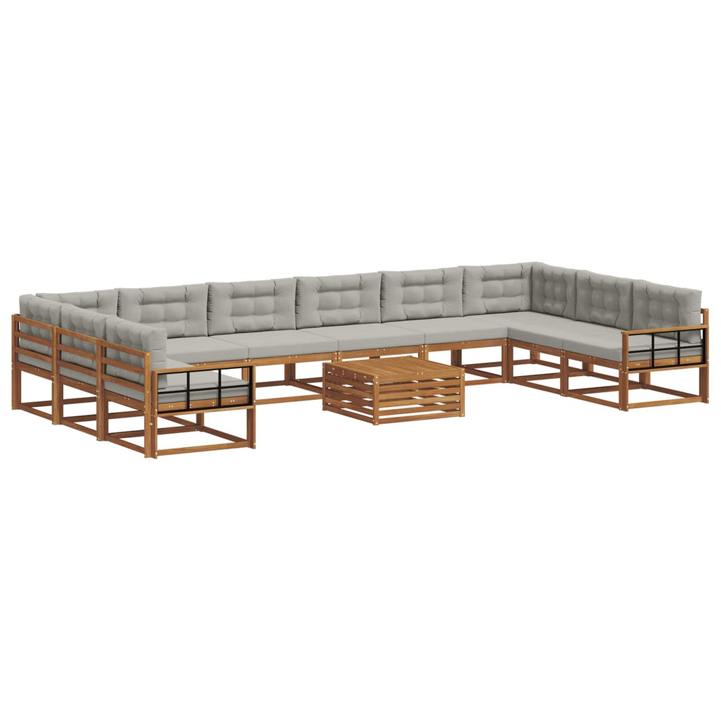 Outdoor-Sofagarnitur mit Kissen 11 pcs Natürlich und Hellgrau