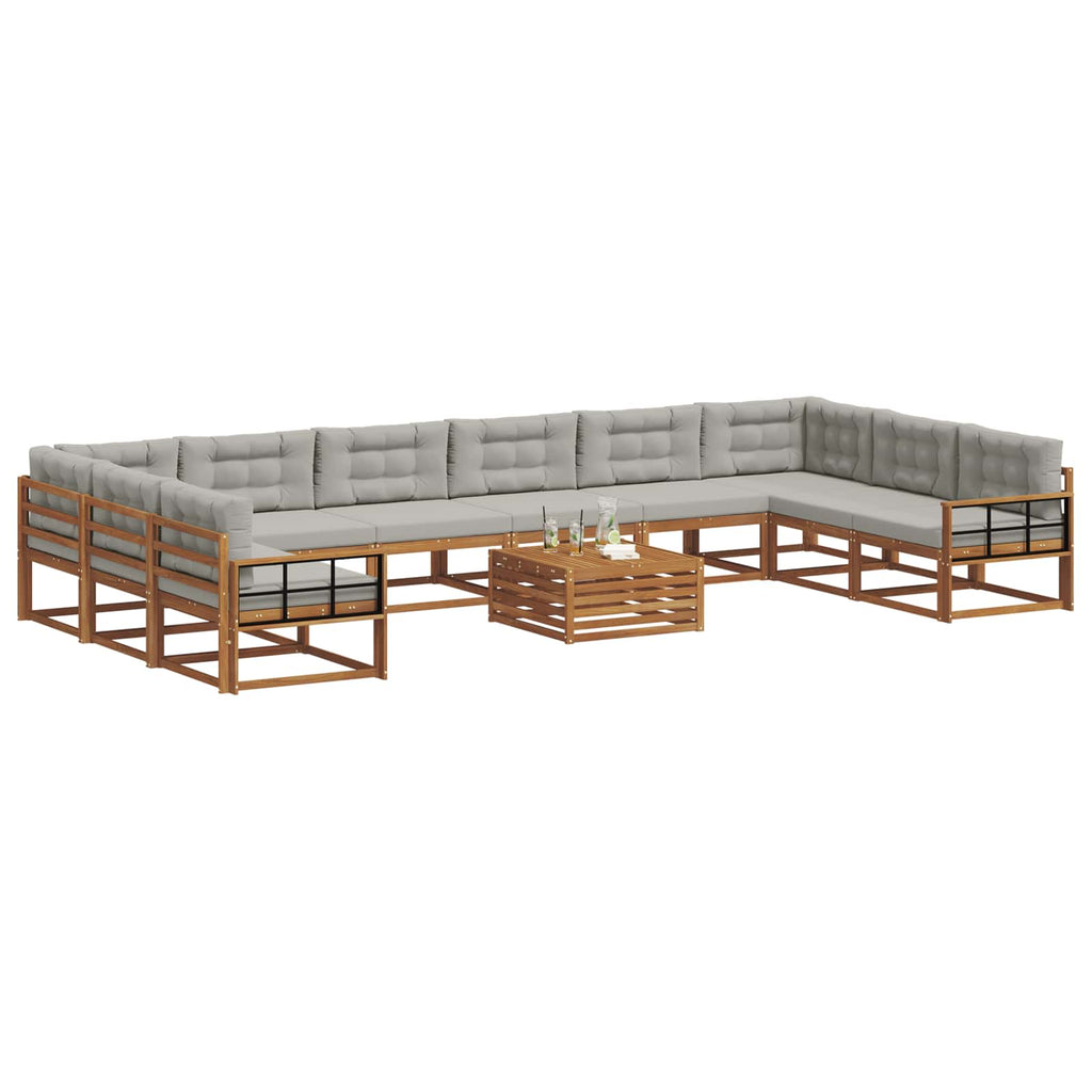 Outdoor-Sofagarnitur mit Kissen 11 pcs Natürlich und Hellgrau