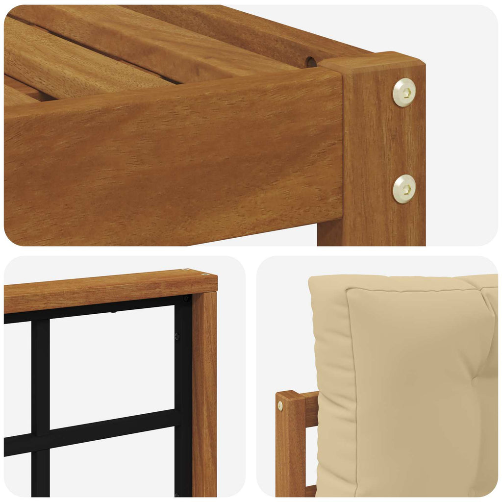 Outdoor-Sofagarnitur mit Kissen 11 pcs Natur und Beige